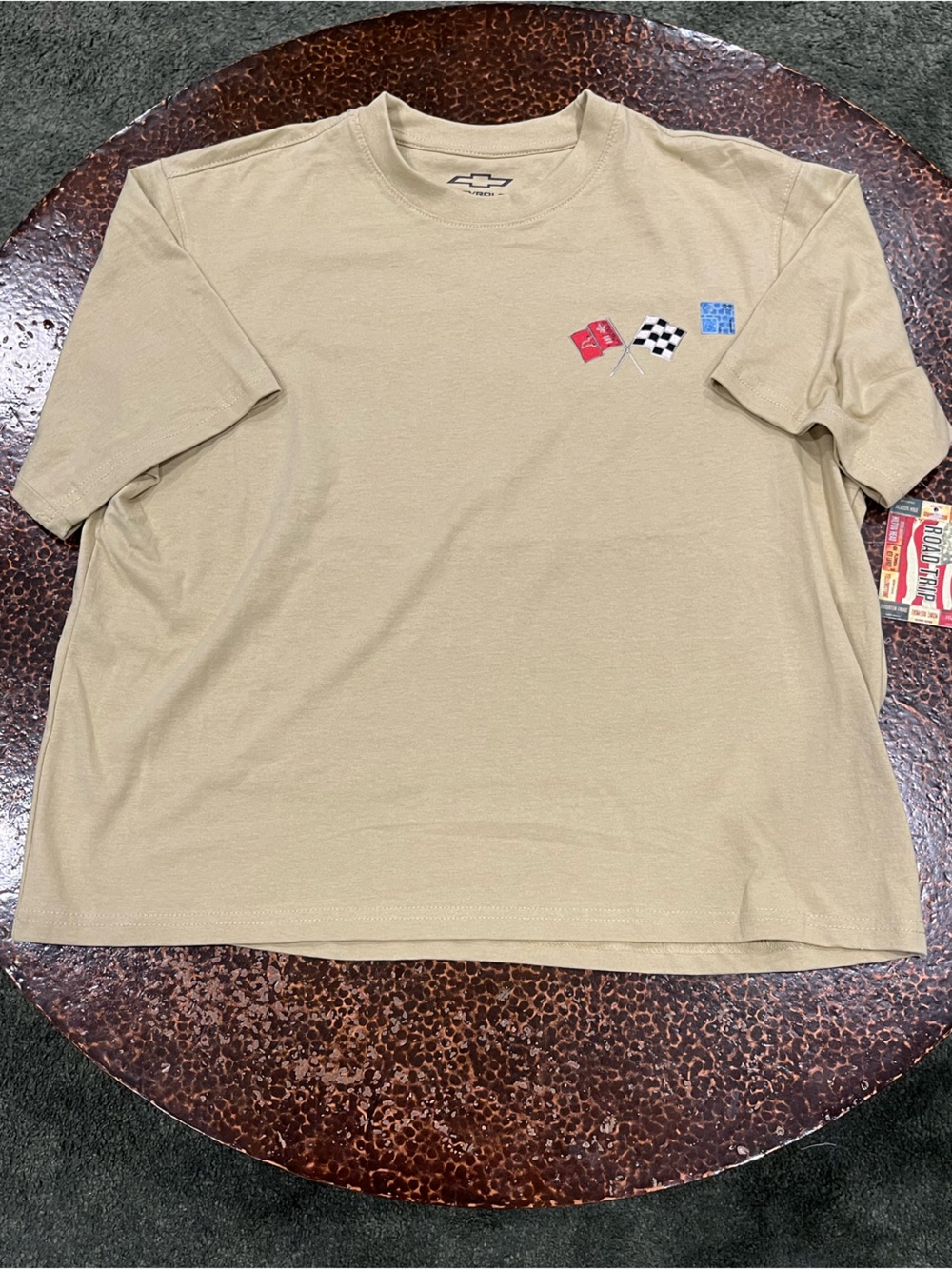 Chevrolet Mens Tan Corvette Short-Sleeve T-Shirt